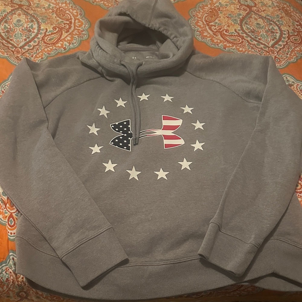 Under Armour Women’s Gray Hooded Pullover Sweatshirt with USA Logo
